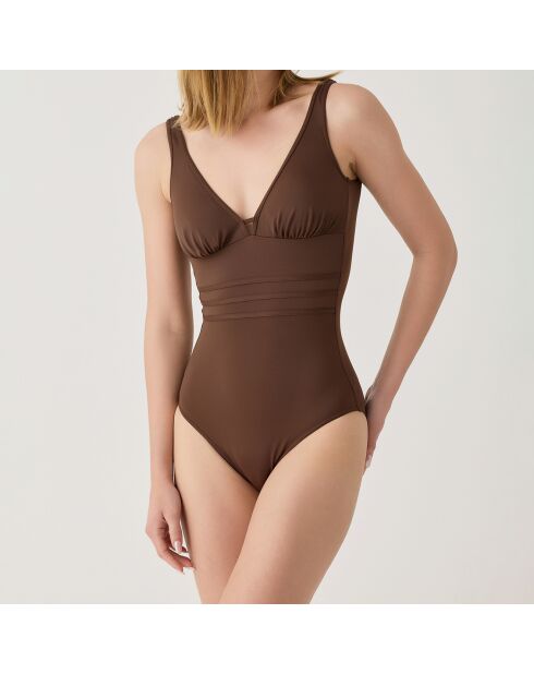 Maillot de bain 1 Pièce coupe sous poitrine Idylle marron