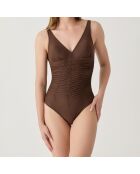 Maillot de bain 1 Pièce coupe sous poitrine Sculpt marron