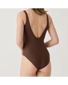 Maillot de bain 1 Pièce coupe sous poitrine Sculpt marron