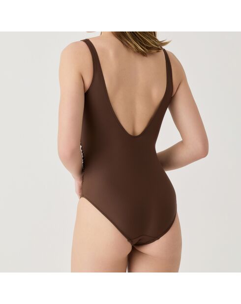 Maillot de bain 1 Pièce coupe sous poitrine Sculpt marron