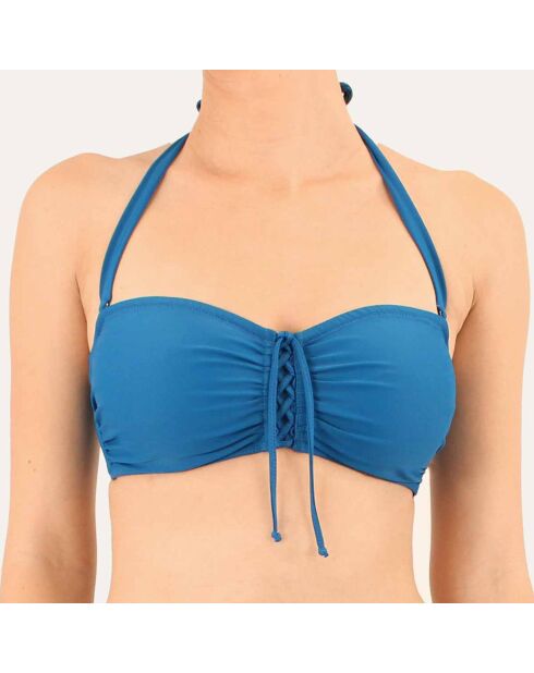 Blauwe badpaktop met hoofdband Monaco