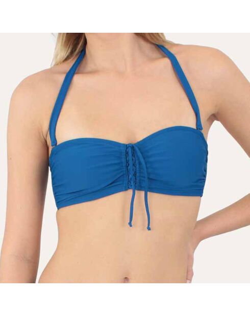 Blauwe badpaktop met hoofdband Monaco