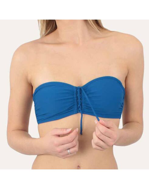 Blauwe badpaktop met hoofdband Monaco