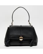Sac porté épaule moyen en Cuir Pénélope noir - 35x24x13 cm