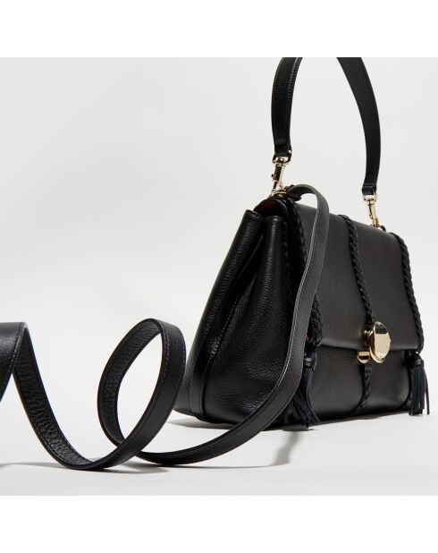 Sac porté épaule moyen en Cuir Pénélope noir - 35x24x13 cm