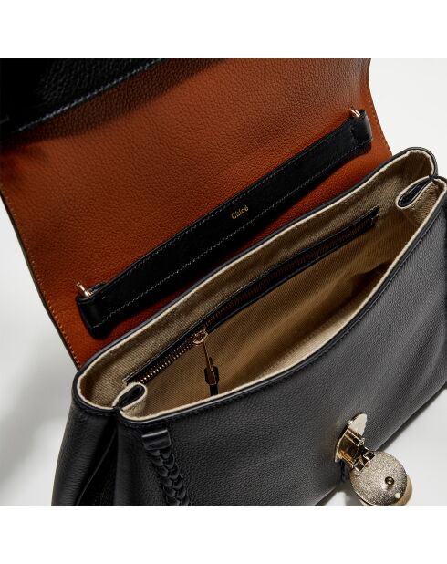 Sac porté épaule moyen en Cuir Pénélope noir - 35x24x13 cm