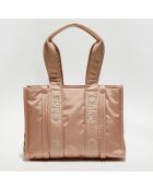 Petit tote bag Woody rose poudré - 26x20x8 cm