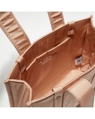 Petit tote bag Woody rose poudré - 26x20x8 cm
