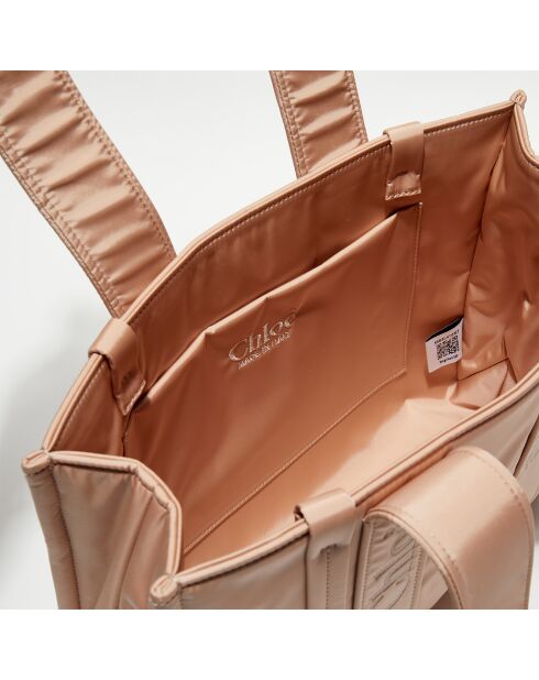 Petit tote bag Woody rose poudré - 26x20x8 cm