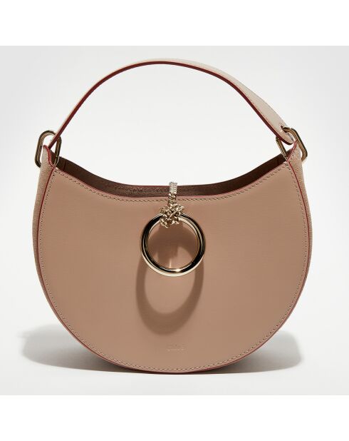 Sac porté épaule en Cuir Arlène beige rosé - 25x20x9cm