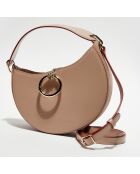 Sac porté épaule en Cuir Arlène beige rosé - 25x20x9cm