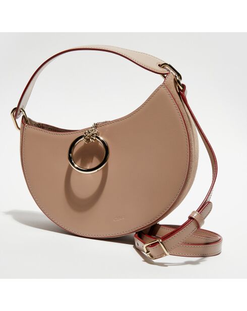Sac porté épaule en Cuir Arlène beige rosé - 25x20x9cm