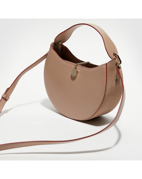 Sac porté épaule en Cuir Arlène beige rosé - 25x20x9cm