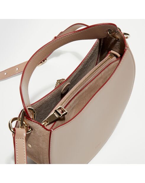 Sac porté épaule en Cuir Arlène beige rosé - 25x20x9cm