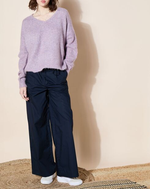 Pantalon paperbag en Coton Gregoria bleu marine