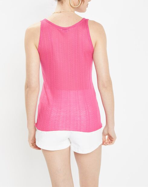 Débardeur en Maille Nuage finement ajouré rose