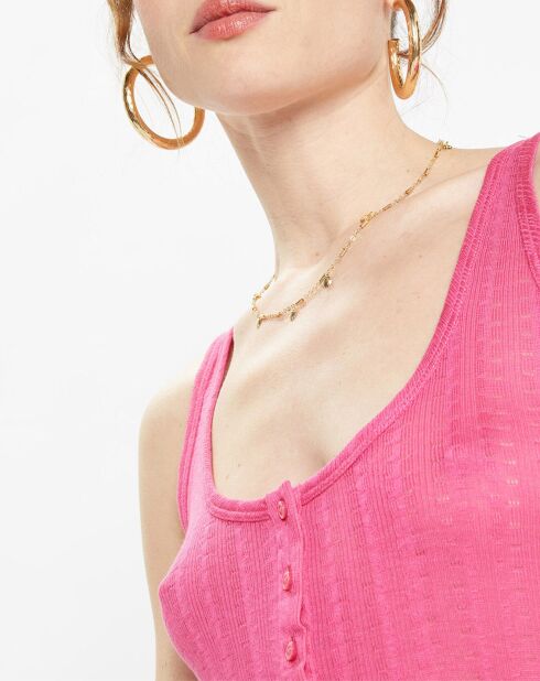 Débardeur en Maille Nuage finement ajouré rose