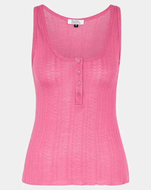 Débardeur en Maille Nuage finement ajouré rose