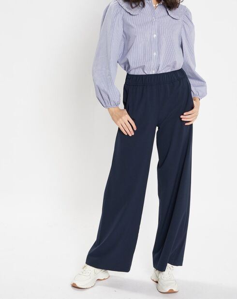 Chemise en popeline de Coton bio Caline rayé bleu/blanc
