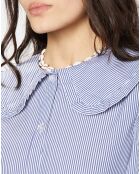 Chemise en popeline de Coton bio Caline rayé bleu/blanc