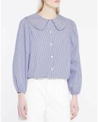 Chemise en popeline de Coton bio Caline rayé bleu/blanc