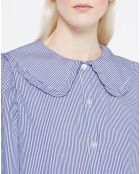 Chemise en popeline de Coton bio Caline rayé bleu/blanc
