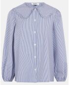 Chemise en popeline de Coton bio Caline rayé bleu/blanc