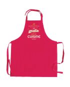 Tablier de cuisine Peps recylé Le gratin avec poche rose - 90x72 cm