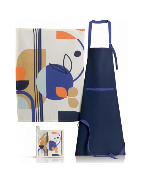 Tablier de cuisine Titouan bleu - 72x85 cm