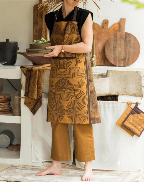Tablier de cuisine recyclé Etna ambre - 72x85 cm