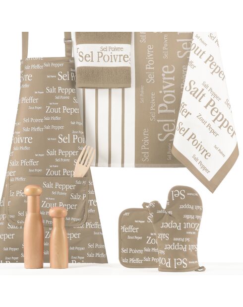 Tablier Sel & Poivre ficelle ficelle - 80x85 cm