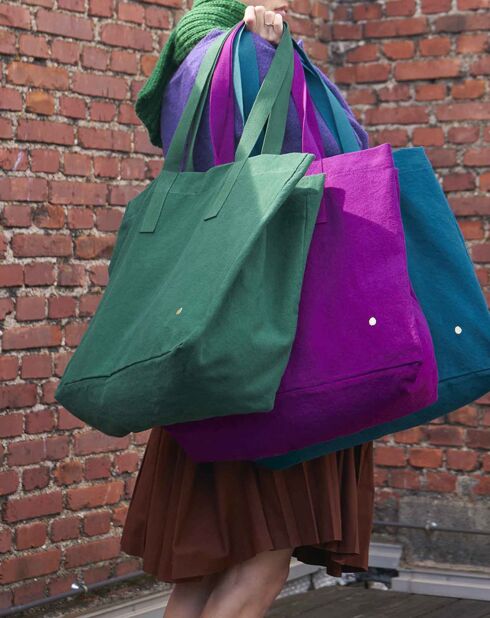 Sac cabas en Coton Bio Iona vert foncé - 38x46x18 cm