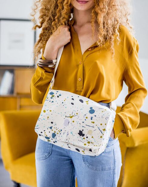 Sac besace en Coton Bio Iona Brigitte multicolore - 18x27x8 cm