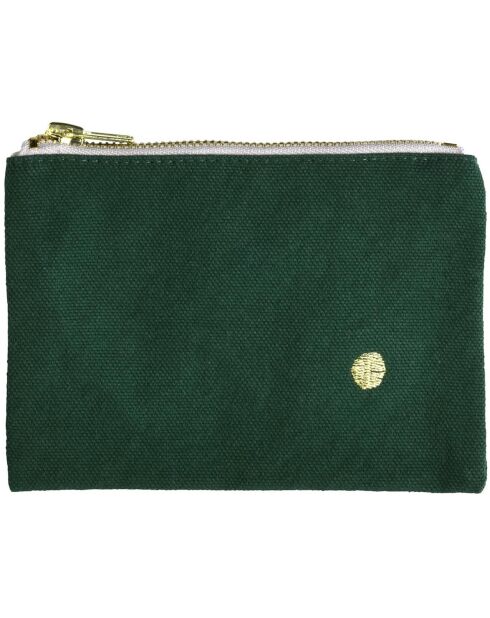 Pochette en Coton Bio Iona S vert foncé - 11x14x1 cm