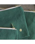 Pochette en Coton Bio Iona S vert foncé - 11x14x1 cm