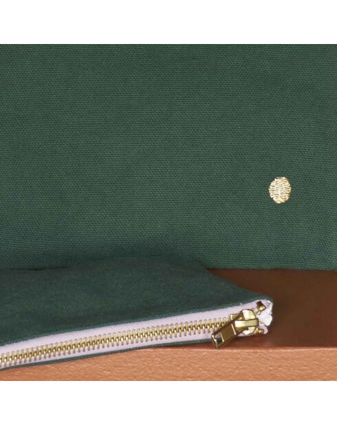 Pochette en Coton Bio Iona S vert foncé - 11x14x1 cm
