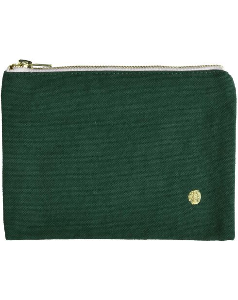 Pochette en Coton Bio Iona M vert foncé - 14x19x1 cm