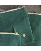Pochette en Coton Bio Iona M vert foncé - 14x19x1 cm