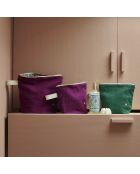 Trousse de toilette en Coton Bio Iona vert foncé - 28x23x10 cm