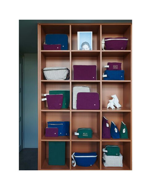 Trousse de toilette en Coton Bio Iona vert foncé - 28x23x10 cm