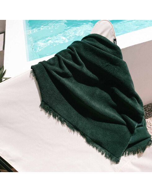 2 Serviettes invités en Coton Bio Luna vert foncé - 50x30 cm