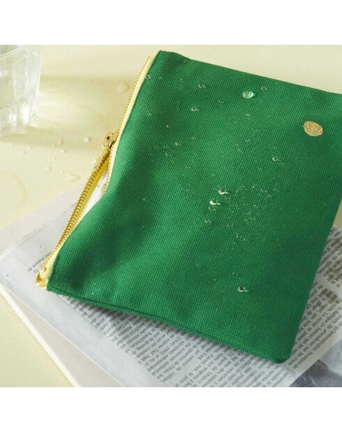 Pochette en Coton Bio Iona M gazon - 14x19x1 cm