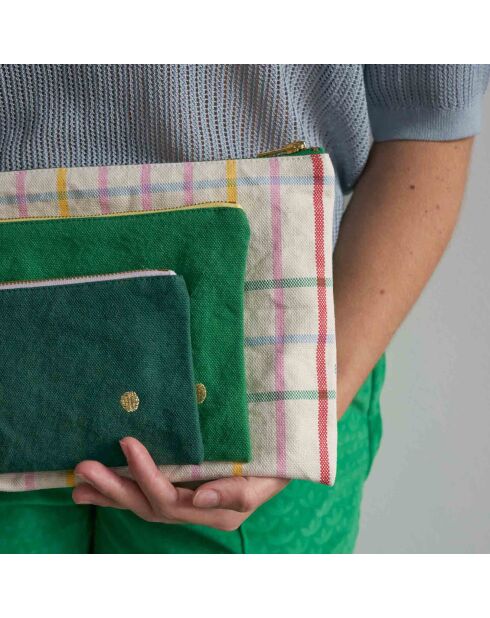 Pochette en Coton Bio Iona M gazon - 14x19x1 cm