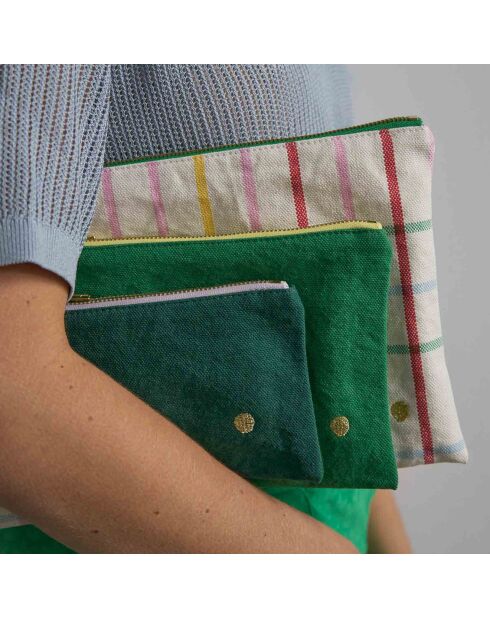 Pochette en Coton Bio Iona M gazon - 14x19x1 cm