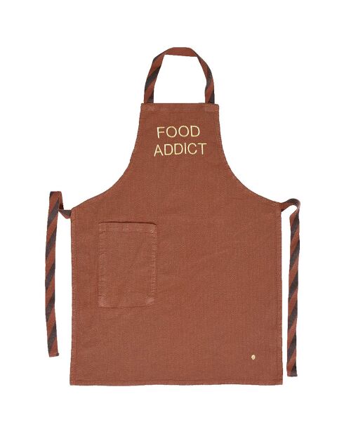 Tablier de cuisine enfant en Lin & Coton Marcel Food rhubarbe - 65x50 cm