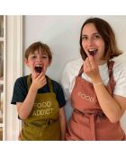 Tablier de cuisine enfant en Lin & Coton Marcel Food rhubarbe - 65x50 cm