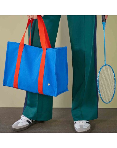 Sac daily en Coton Bio Iona bleu mécano - 25x38x15 cm