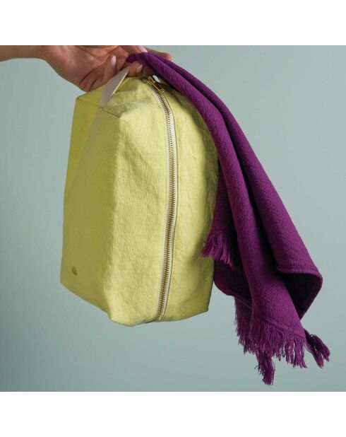Trousse cube en Coton Bio Iona sunshine - 22x14x10.5 cm