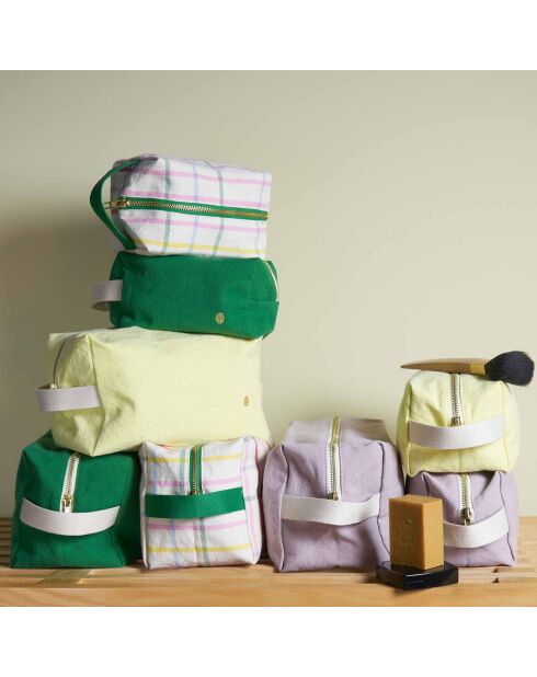 Trousse cube en Coton Bio Iona sunshine - 22x14x10.5 cm