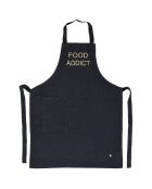 Tablier de cuisine enfant en Lin & Coton Marcel Food caviar - 65x50 cm